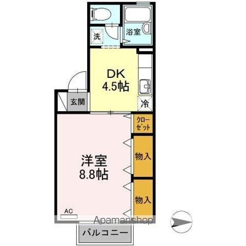 セジュール長尾(1DK/2階)の間取り写真