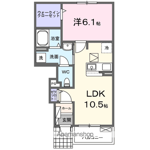 ヒルズⅤ(1LDK/1階)の間取り写真