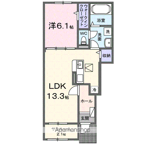 ピュア クロッシュ(1LDK/1階)の間取り写真