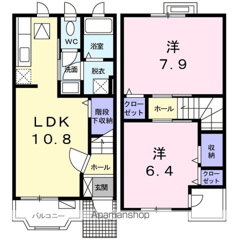 グローヴ・ヒルズ(2LDK/1階)の間取り写真