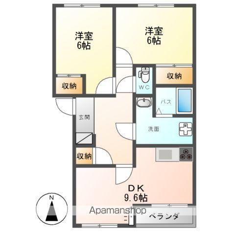 マルベリーズ参番館(2DK/2階)の間取り写真