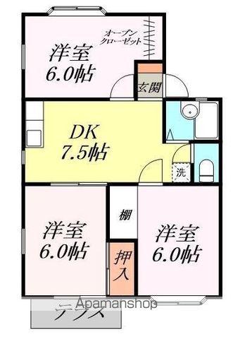 ファミール桜園A棟(3DK/1階)の間取り写真