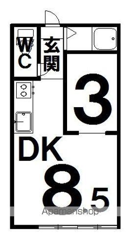 スカイパレス(1DK/1階)の間取り写真