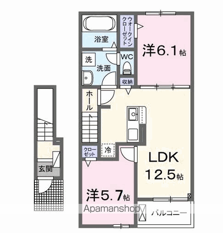 京成電鉄松戸線 五香駅 徒歩16分 2階建 新築(2LDK/2階)の間取り写真