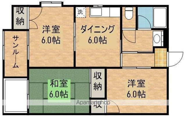 ブラウンハウス(3DK/3階)の間取り写真