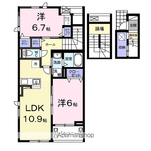 サンリット ヒル(2LDK/3階)の間取り写真