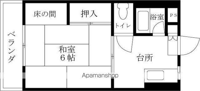 ユーハイム白木(1DK/1階)の間取り写真