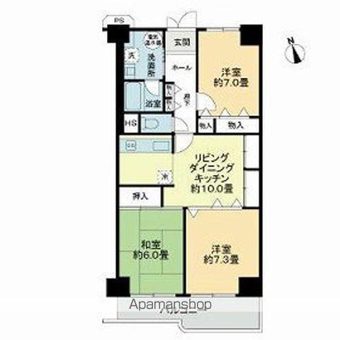 泉北星和台コーポラス(3LDK/3階)の間取り写真