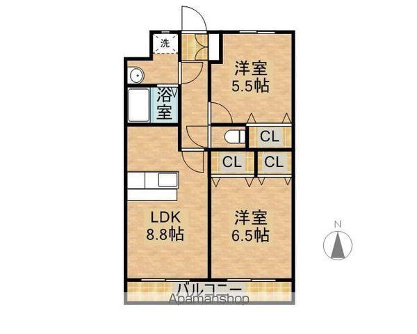 グラシュー瀬頭(2LDK/6階)の間取り写真