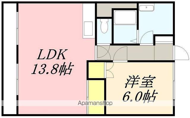 ロイヤルシティ参番館 若松町(1LDK/2階)の間取り写真