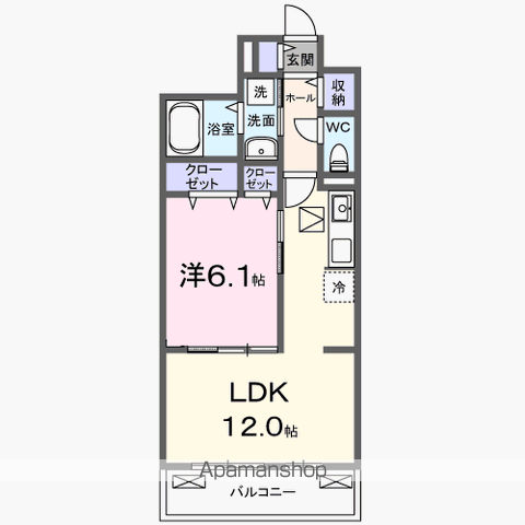 ボナミ A(1LDK/1階)の間取り写真