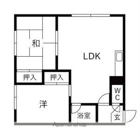 熊谷ハイム(2LDK/2階)の間取り写真