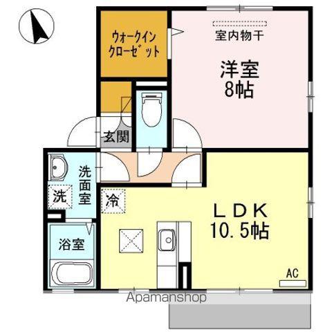 ヴィラシャルマンC・DC棟(1LDK/1階)の間取り写真