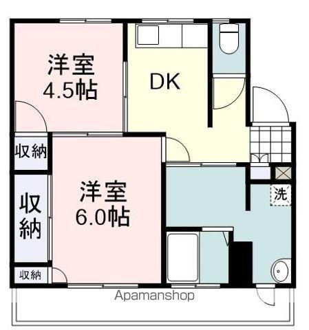 ヴィラナリー折戸B(2DK/2階)の間取り写真