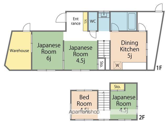 鳴門線 金比羅前駅 徒歩60分 2階建 築50年(5K)の間取り写真