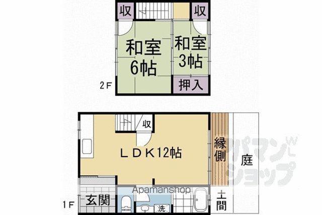 京都市烏丸線 鞍馬口駅 徒歩23分 2階建 築101年(2LDK)の間取り写真