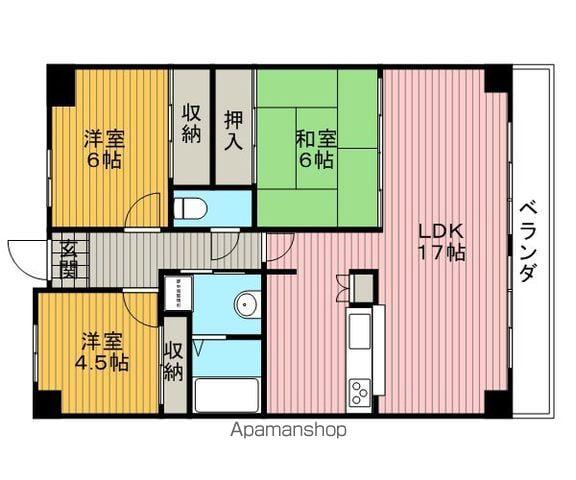 エトワール緑丘(3LDK/4階)の間取り写真