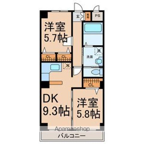 クレセール松岡Ⅱ(2DK/4階)の間取り写真