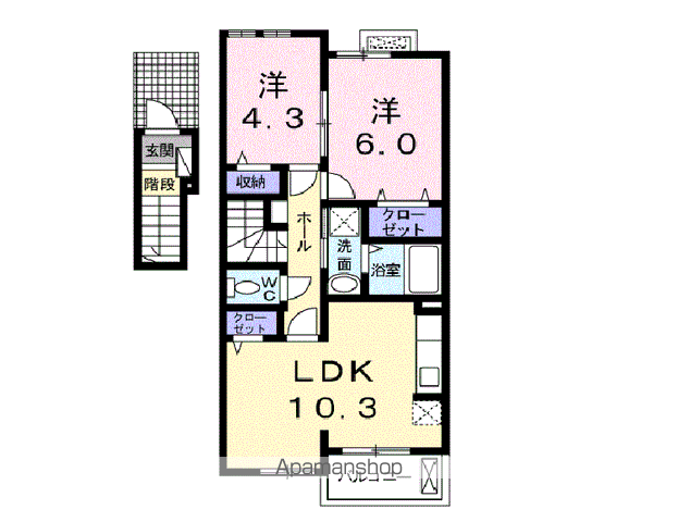 ラブリー(2LDK/2階)の間取り写真