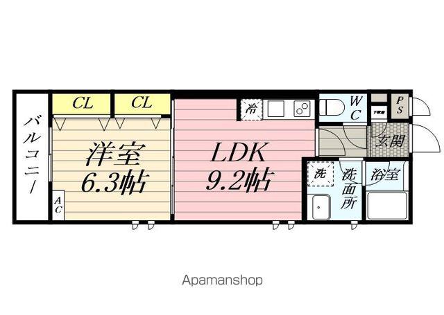 メゾン・ド・ボヌール豊岡(1LDK/2階)の間取り写真