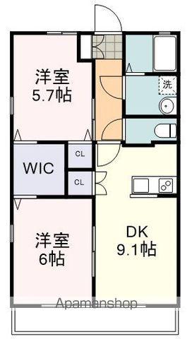 T-STYLE向敷地 南(2DK/1階)の間取り写真