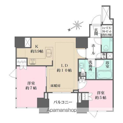 アルビオ・ザ・タワー千代田飯田橋(2LDK/12階)の間取り写真