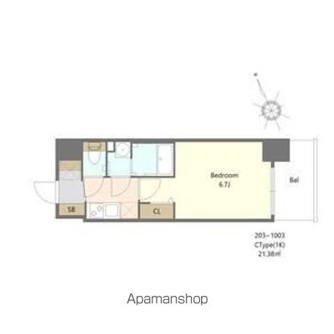 ALIVIS福島海老江(1K/7階)の間取り写真