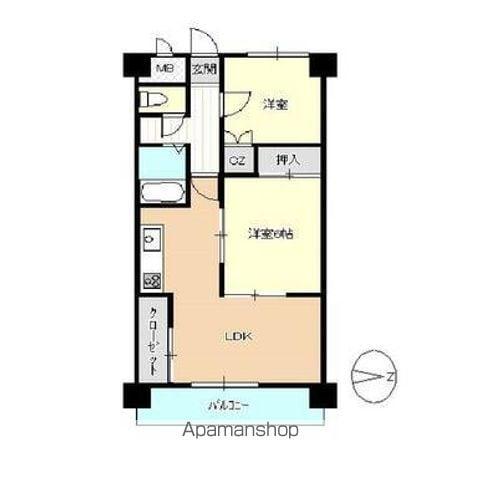 クリナーレ志家町(2DK/4階)の間取り写真