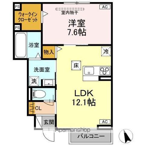DーROOM富沢西2丁目(1LDK/1階)の間取り写真