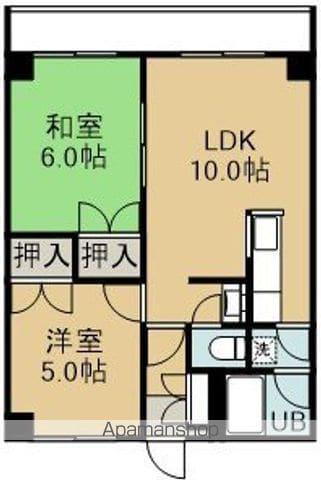 第2シャトウはまなす(2LDK/1階)の間取り写真