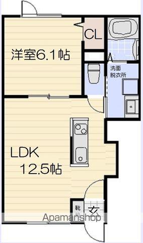 ラピスⅢ(1LDK/1階)の間取り写真
