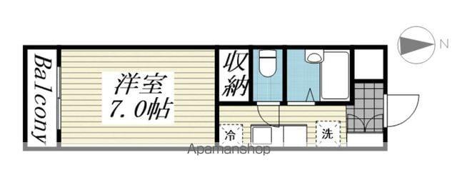 アピカールカミス(1K/1階)の間取り写真