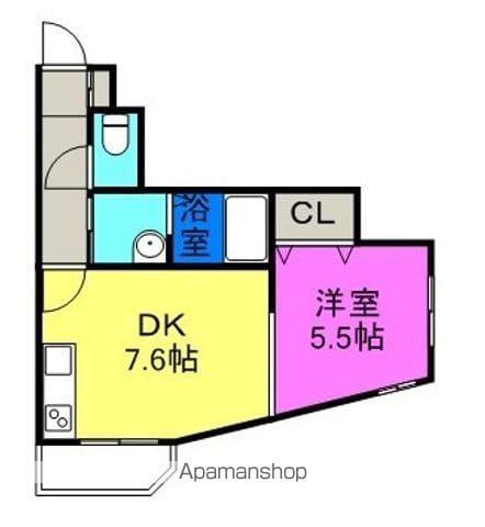グローバル川沿(1DK/1階)の間取り写真