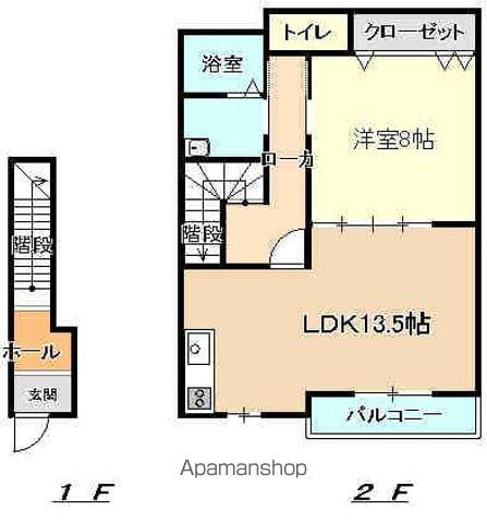 ハイツみやび(1LDK/2階)の間取り写真