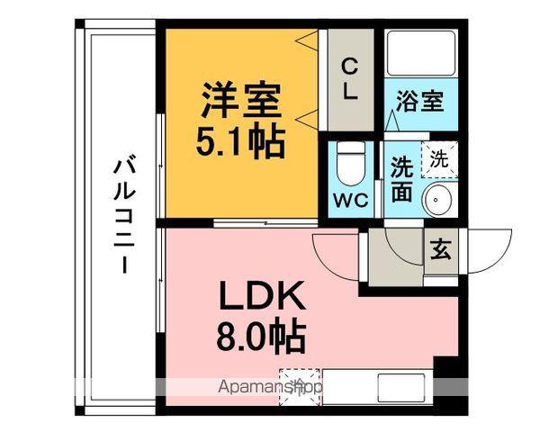 フェリスタ博多駅南(1LDK/3階)の間取り写真