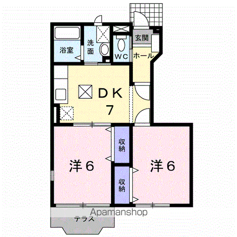 フォレスタB(2DK/1階)の間取り写真