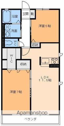 グナーデ衣山(2LDK/2階)の間取り写真