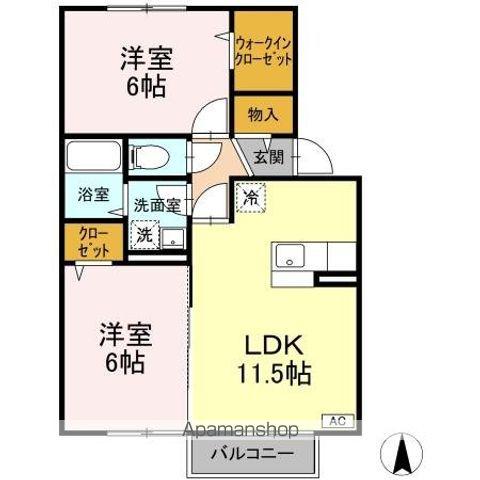 べルックスハイム(2LDK/2階)の間取り写真