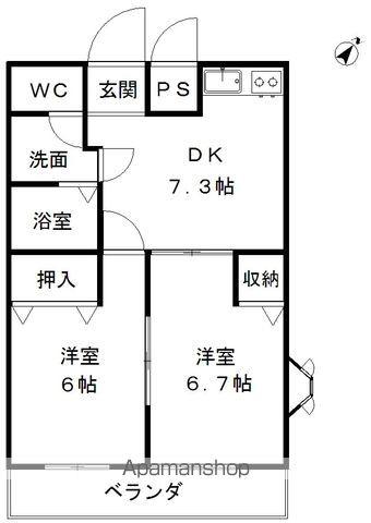 ラ・セゾン小諸(2DK/2階)の間取り写真