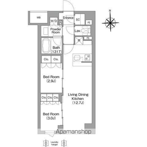 コンフォリア・リヴ大森西(2LDK/1階)の間取り写真