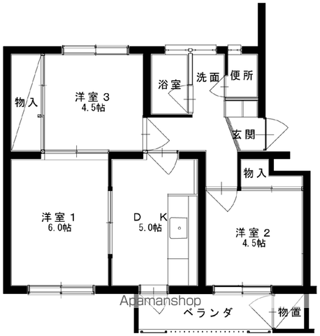 JK-3 若槻(3DK/4階)の間取り写真