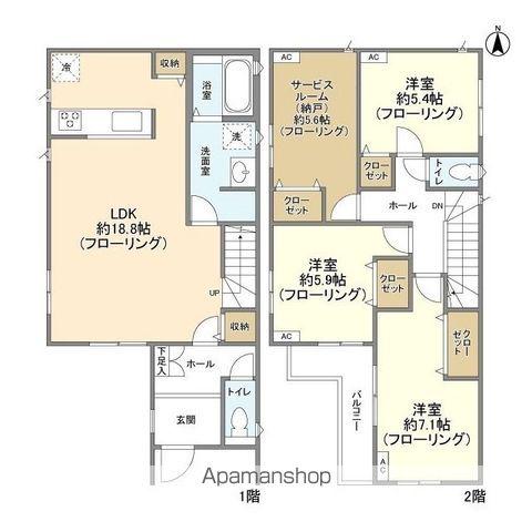 川越線 日進駅(埼玉) 徒歩8分 2階建 築4年(3SLDK)の間取り写真