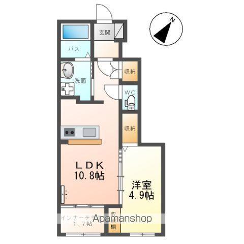 ルミーナ開成(1LDK/1階)の間取り写真