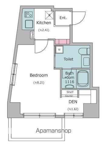 レジディア恵比寿(1K/2階)の間取り写真