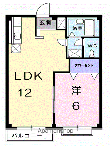 エルディム中本(1LDK/2階)の間取り写真