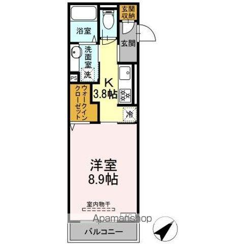 グランドメゾン城ケ丘(1K/1階)の間取り写真