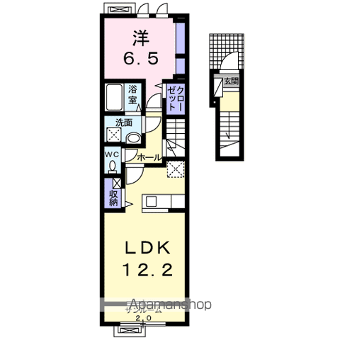 レイクⅡ(1LDK/2階)の間取り写真