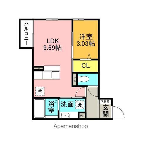 シャンス(1LDK/1階)の間取り写真