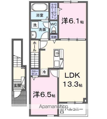 ベル オーブ Ⅱ(2LDK/2階)の間取り写真