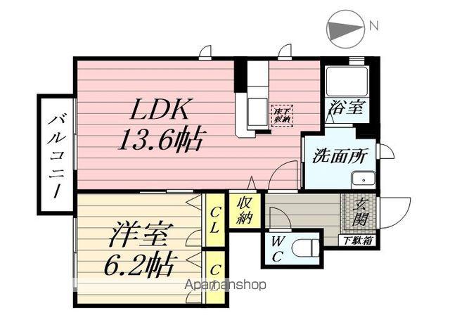 コスモ・ベルク(1LDK/1階)の間取り写真